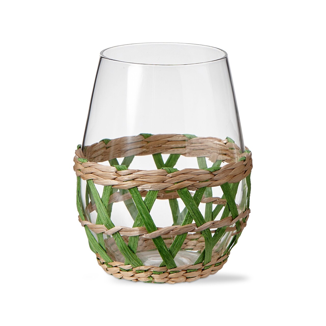 16 oz. Island Clear Glass with Green Straw Sleeve Dishwasher Safe Beverage Glassware Dinner Party Wedding Resturant